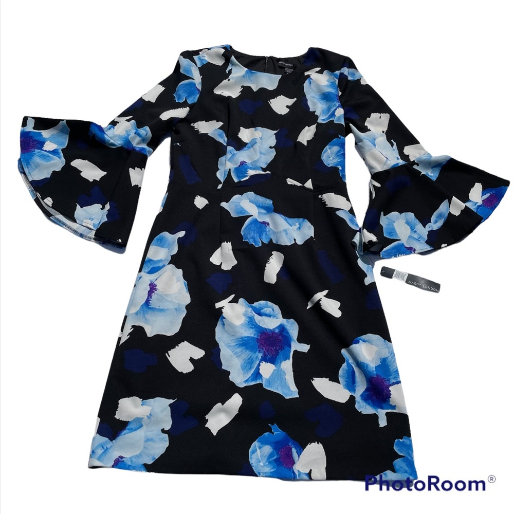 NWT Maggy London Floral Flutter Sleeve Sheath Dress, Size 10